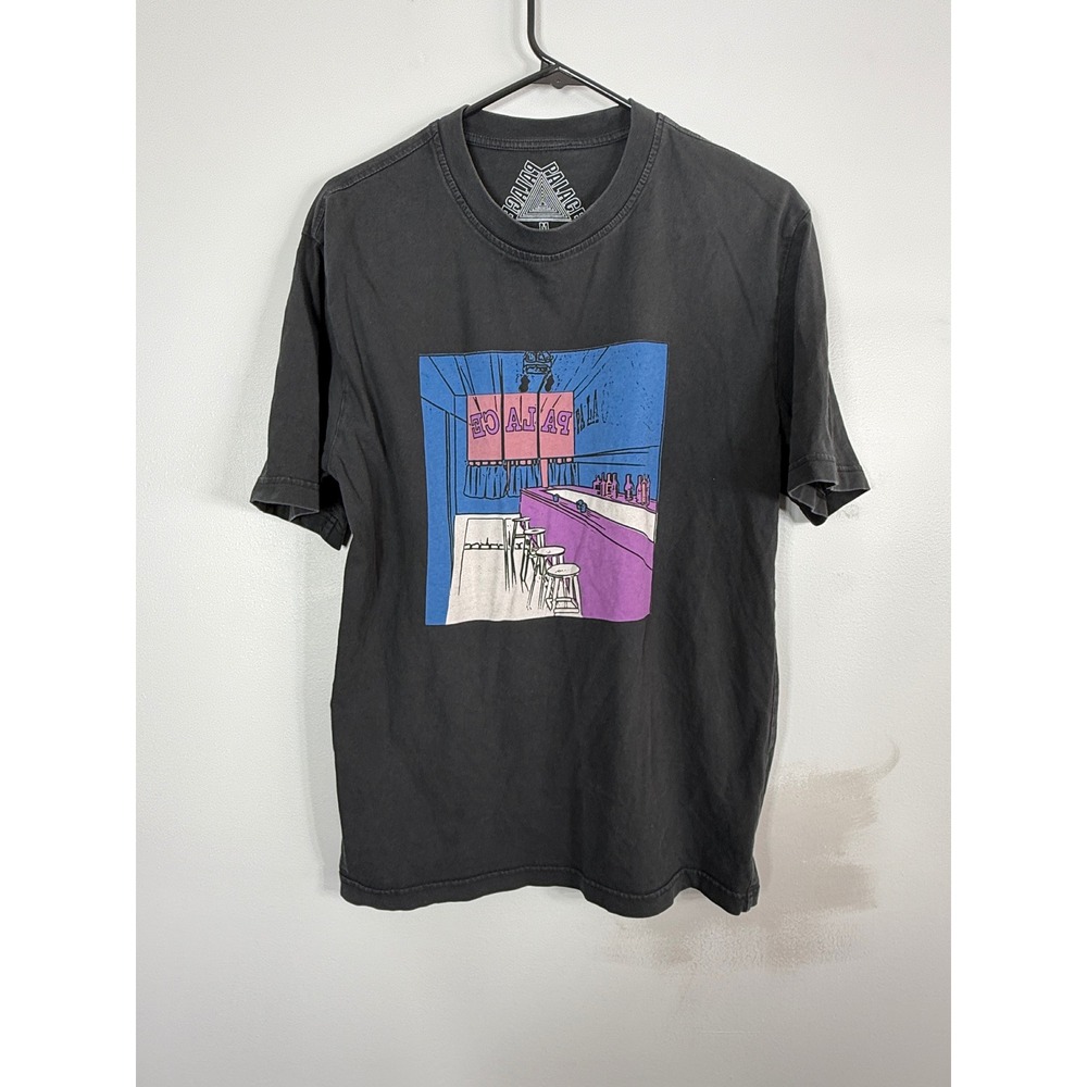 Palace Skateboards Bar Graphic T-Shirt Mens Medium Washed Black Streetwear Tee